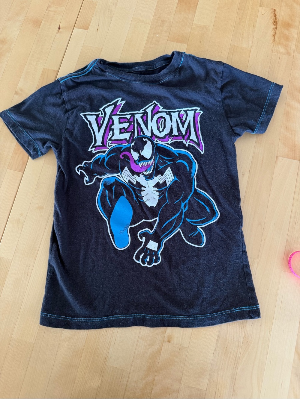 Marvel Black Venom Graphic Tee with Blue & Purple Accents